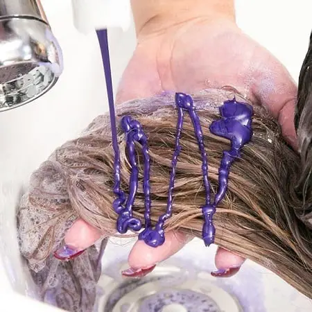 Applying Purple Shampoo On Head